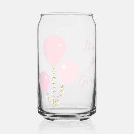 Pink Balloons Girl Baby Shower ガラス缶