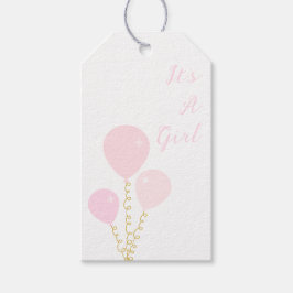 Pink Balloons Girl Baby Shower ギフトタグ