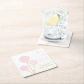 Pink Balloons Girl Baby Shower スクエアペーパーコースター (インサイチュ)