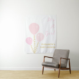 Pink Balloons Girl Baby Shower タペストリー