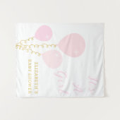 Pink Balloons Girl Baby Shower タペストリー (正面(横))