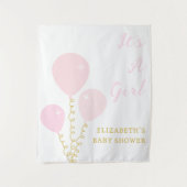 Pink Balloons Girl Baby Shower タペストリー (正面)