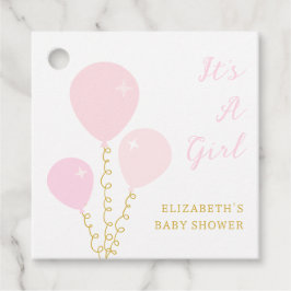 Pink Balloons Girl Baby Shower フェイバータグ