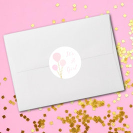 Pink Balloons Girl Baby Shower ラウンドシール