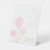 Pink Balloons Girl Baby Shower 台座サイン (正面)