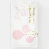 Pink Balloons Girl Baby Shower 横断幕 (縦)