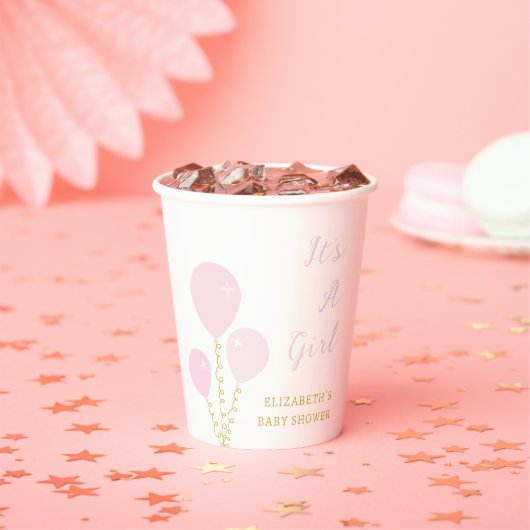 Pink Balloons Girl Baby Shower 紙コップ (インサイチュ)