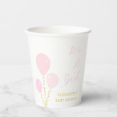 Pink Balloons Girl Baby Shower 紙コップ (正面)