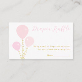 Pink Balloons Girl Baby Shower Diaper Raffle エンクロージャーカード