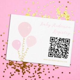 Pink Balloons Girl Baby Shower Registry エンクロージャーカード