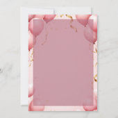 Pink Balloons Modern Calligraphy Elegant Sweet 16 招待状 (裏面)