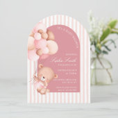 Pink Balloons, Stripes & Bloom Baby Shower Arch 招待状 (スタンド正面)