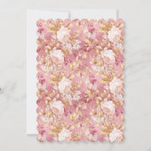 Pink Balloons, Stripes Bloom Baby Shower Scalloped 招待状 (裏面)