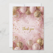 Pink balloons sweet 16 gold confetti 招待状 (裏面)