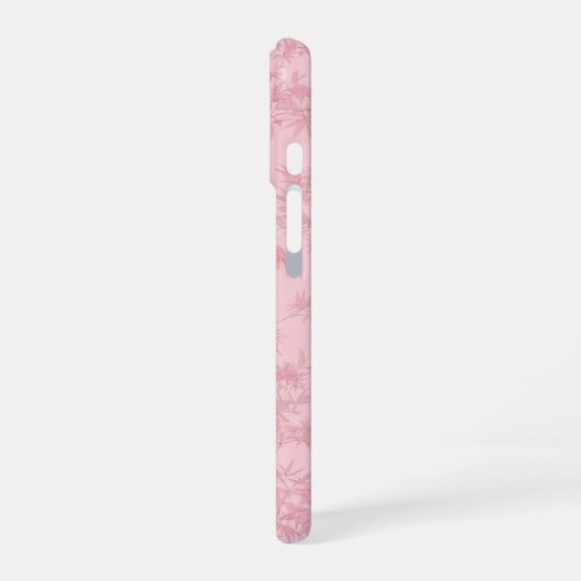 Pink Bamboo Leaf Japanese Modern Phone Case iPhone 16ケース (左側面)