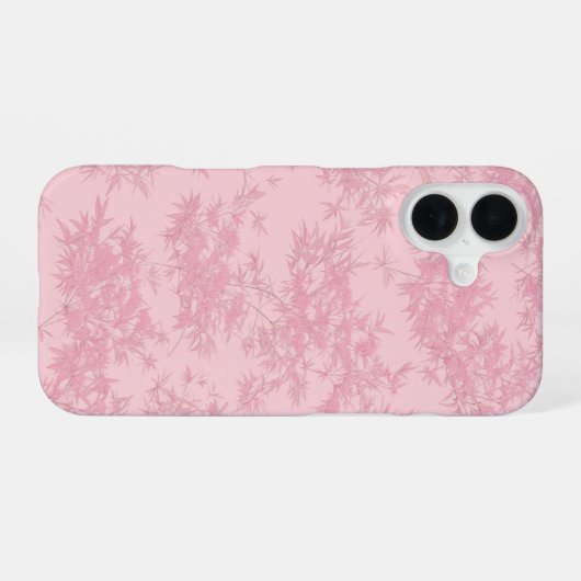 Pink Bamboo Leaf Japanese Modern Phone Case iPhone 16ケース (裏面横)