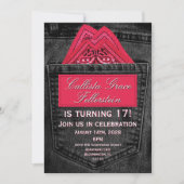 Pink Bandana in Jean Pocket Black Denim 招待状 (正面)
