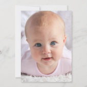 Pink Baptism Girl Photo & Red Floral Wreath Script サンキューカード (裏面)