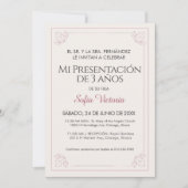 Pink Baptism Invitation – Mi Presentación Girl 招待状 (正面)