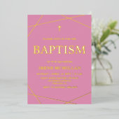  Pink Baptism Real Gold Foil Invitation 箔招待状 (立ち正面)