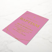  Pink Baptism Real Gold Foil Invitation 箔招待状 (回転した状態)