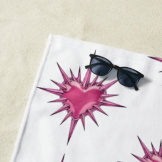 Pink Barbed Heart Cybersigilism Beach Towel ビーチタオル