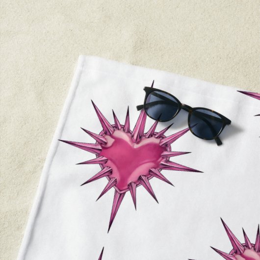 Pink Barbed Heart Cybersigilism Beach Towel ビーチタオル (インサイチュ)