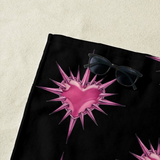 Pink Barbed Heart Cybersigilism Beach Towel ビーチタオル (インサイチュ)
