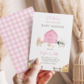 Pink Barn Farm Animals Oh Baby Girl Baby Shower 招待状