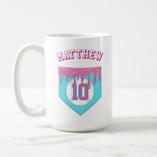 Pink Baseball Drip コーヒーマグカップ (左)