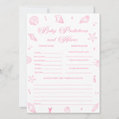 Pink Beach Baby Shower Baby Predictions Game Card 招待状 (正面)