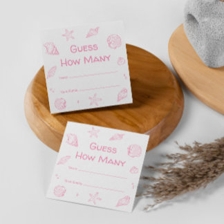 Pink Beach Baby Shower Guess How Many Game エンクロージャーカード