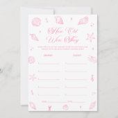 Pink Beach Baby Shower Guess The Age Game Card 招待状 (正面)