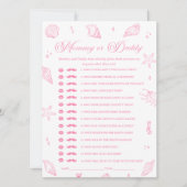 Pink Beach Baby Shower Guess Who Game Card 招待状 (正面)