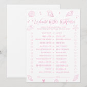 Pink Beach Baby Shower Would She Rather Game Card 招待状 (正面/裏面)