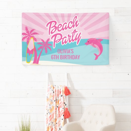 Pink Beach Birthday Poster 横断幕 (インサイチュ)