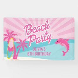 Pink Beach Birthday Poster 横断幕