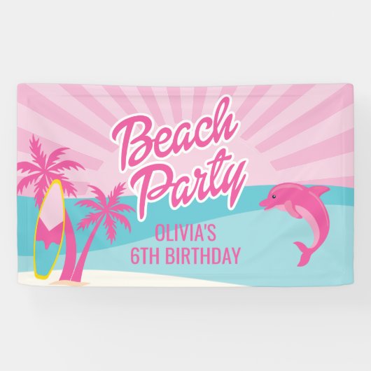 Pink Beach Birthday Poster 横断幕 (横)