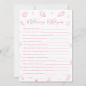 Pink Beach Coastal Baby Shower Nursery Rhyme Game 招待状 (正面)