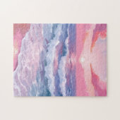 Pink Beach Ocean Shore Painted ジグソーパズル (横)