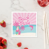 Pink Beach Palm Birthday スタンダードカクテルナプキン (インサイチュ)