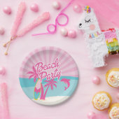 Pink Beach Palm Birthday ペーパープレート (パーティー)