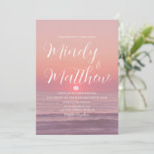 Pink Beach Sunset Destination Wedding Invitation 招待状 (スタンド正面)