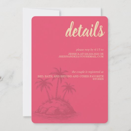 Pink Beach Wedding Shower 招待状 (裏面)