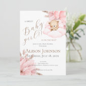 Pink Bear Baby Shower Girl invitation 招待状 (スタンド正面)