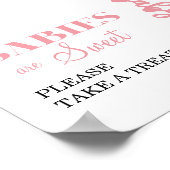 Pink Bear Balloon Babies Are Sweet Treat Sign ポスター (角)