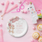 Pink Bear Balloon Bearly Wait Baby Shower ペーパープレート (パーティー)