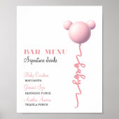 Pink Bear Balloon Signature Drinks Bar Menu ポスター (正面)