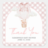 Pink Bear Bearly Wait Baby Shower  スクエアシール (正面)