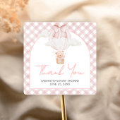 Pink Bear Bearly Wait Baby Shower スクエアシール